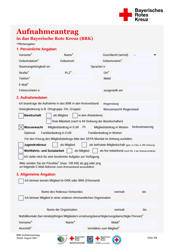 aufnahmeantrag